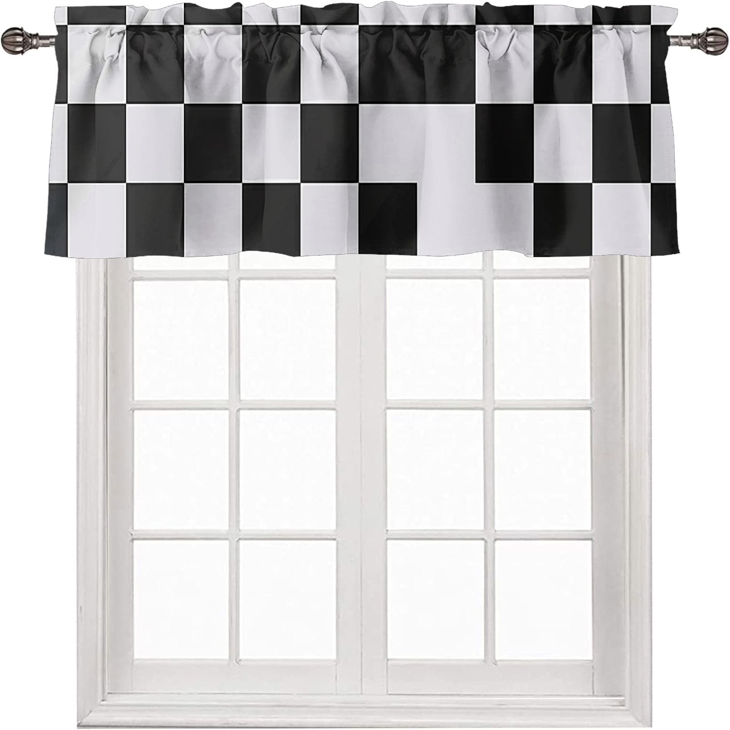 Checkered Curtains Valances for Home Decor Black and White Cute Retro