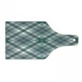 thumbnail image 1 of Checkered Cutting Board, Vintage Fashion English Country Style with Modern Look in Soft Colors, Tempered Glass Cutting and Serving Board, Wine Bottle Shape, Aqua Pale Grey White, by Ambesonne, 1 of 1