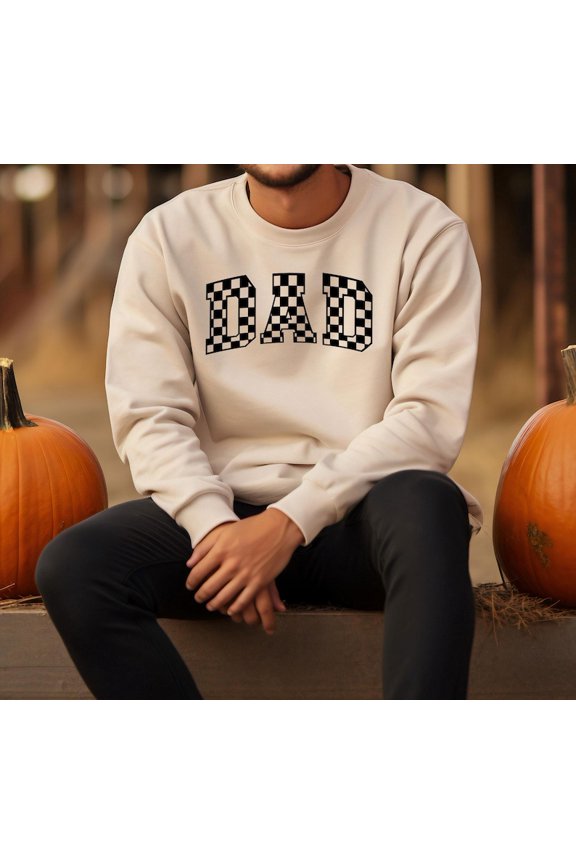 Checkered Dad Sweatshirt, Father’s Day or Christmas Gift, New Dad Est. Year Sweatshirt, Personalized Gift Grandpa or Dad