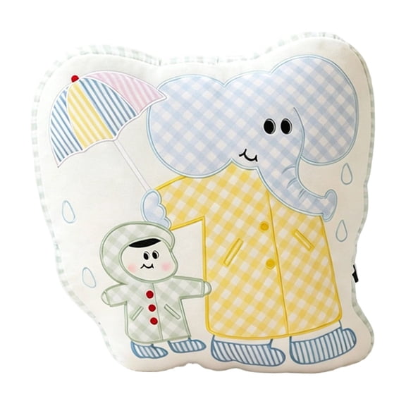Checkered Decorative Throw Pillow 1 Piece Elephant Print for Girl Room Decor