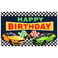 thumbnail image 1 of Checkered Design Birthday Banner Car Theme Racing Cars Happy Birthday Flags for Kids Party Race Day Event, 1 of 6