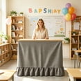 thumbnail image 1 of Checkered Desk Skirt,Ruffled Elastic Wrap Around Table Cover,Home Decor Table Skirt,72.1"×29.9"(Black), 1 of 3