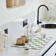 thumbnail image 1 of Checkered Dish Drying Mat for Kitchen Counter, Coffee Bar Station Accessories, Retro Cute Aesthetic Absorbent Coffee Mat Kitchen Drying Mat Easy Clean, Sage Green 12" x 19", 1 of 7
