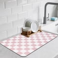 thumbnail image 1 of Checkered Dish Drying Mat for Kitchen Counter, Absorbent Non-Slip Coffee Mat, Heat Resistant Mat for Countertops Coffee Bar Decor 16" x 24" Pink, 1 of 8