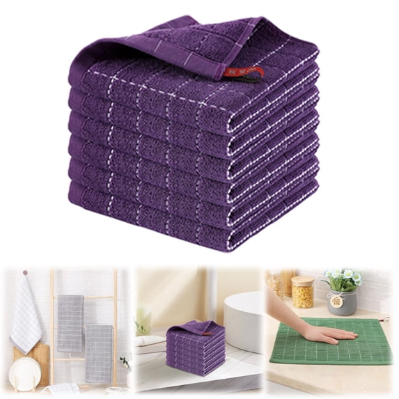 Checkered Dish Towel Basdi Thickened Cotton Checkered Dish Towel - Super Absorbent & Soft Washing Cloth, Durable Weave, Machine Washable, Ideal for Heavy-Duty Cleaning & Drying, Thick Cotton Cloth