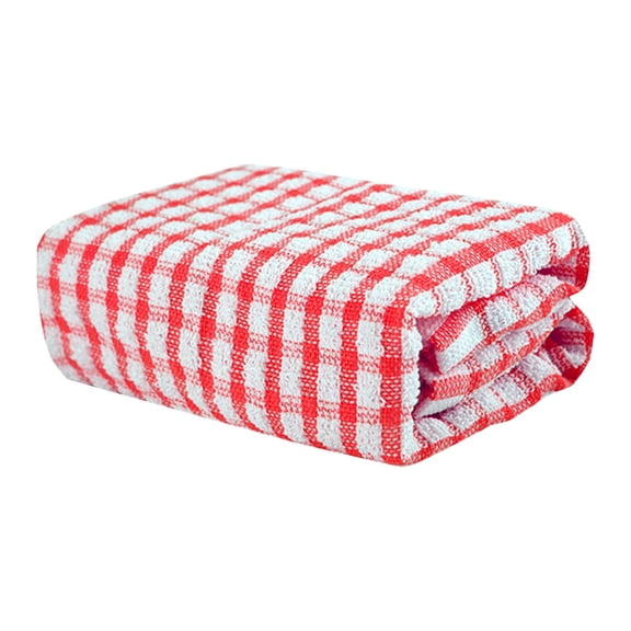 Checkered Dishcloth for Kitchen â Export Standard Tea Towel with High Absorbency and Non Shedding Performance, 11.81Ã11. inch, Red