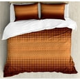 thumbnail image 1 of Checkered Duvet Cover Set, Grid Pattern with Vignette Effect Squares Abstract Mosaic Composition, Decorative 3 Piece Bedding Set with 2 Pillow Shams, Queen Size, Dark Brown and Orange, by Ambesonne, 1 of 3