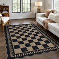 Checker Area Rug Checkered Easy Jute 4x6 Outdoor Patio Rug Washable Indoor Black Kitchen ...