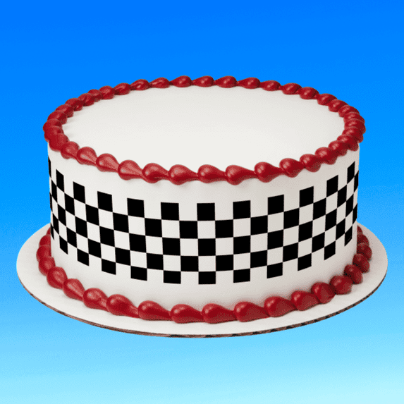 Checkered Edible Photo Image Cake Border Decoration
