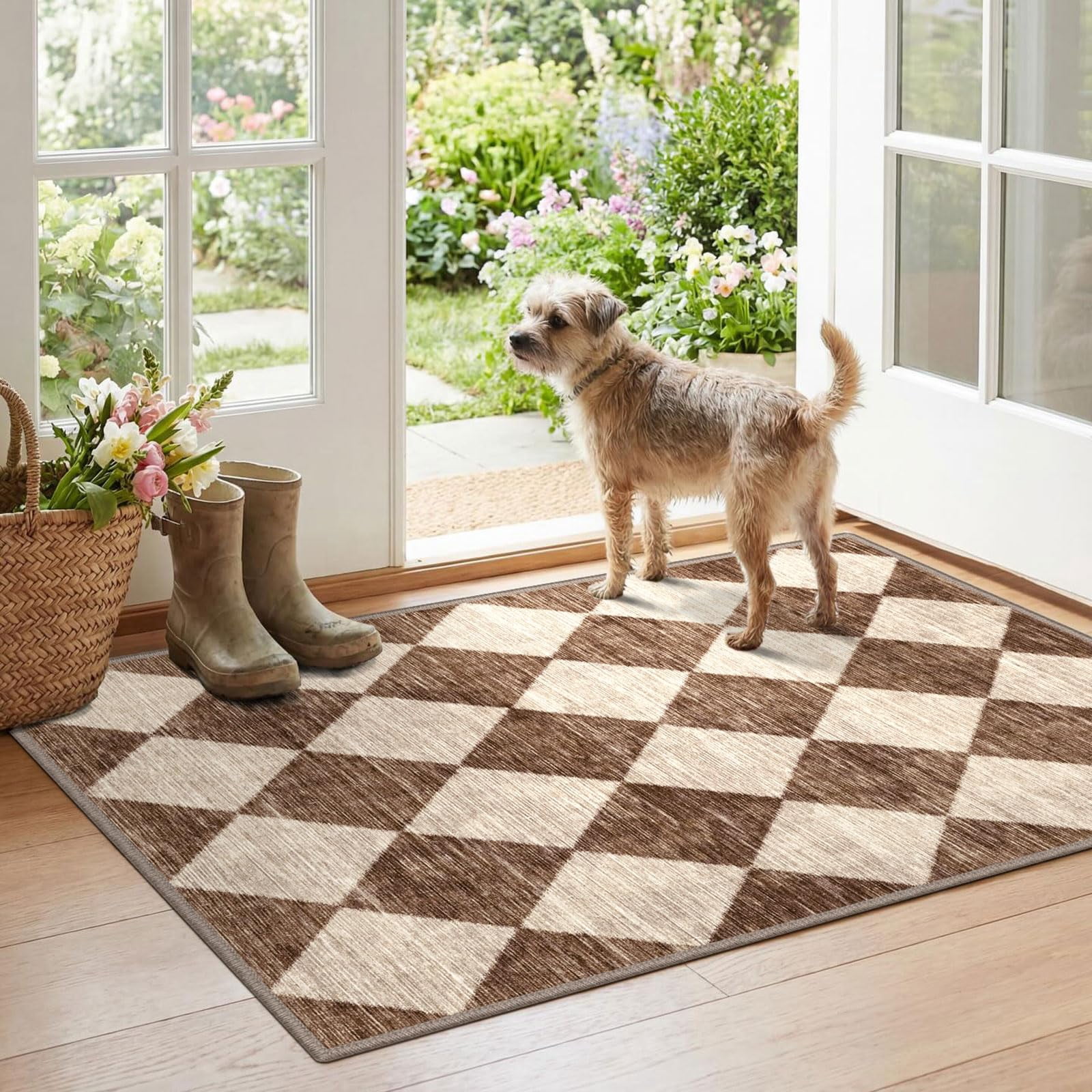 Entry Room Rugs Checkered Entryway Rug - 28