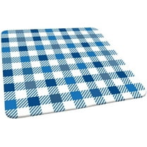 Checkered Fitted Polyester Tablecloth Square, Blue White Lattice Elastic Edge Home Decor Table Cover, Stain Resistant Washable Table Cover for Indoor Outdoor Party Use, Fits 36"x36" Table