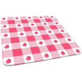 thumbnail image 1 of Checkered Fitted Polyester Tablecloth Square, Red White Lattice Elastic Edge Home Decor Table Cover, Stain Resistant Washable Table Clothes for Family Holiday Party Use, Fits 34"x34" Table, 1 of 4