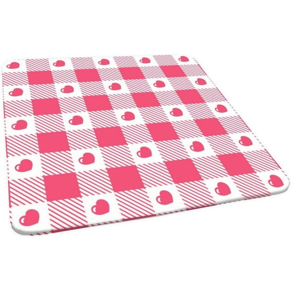 Checkered Fitted Polyester Tablecloth Square, Red White Lattice Elastic Edge Home Decor Table Cover, Stain Resistant Washable Table Clothes for Family Holiday Party Use, Fits 34"x34" Table