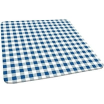 Checkered Fitted Polyester Tablecloths Square, Blue White Plaid Elastic Edge Home Decor Tablecloths, Waterproof Stain Resistant Table Cover for Family Holiday Party Use, Fits 36"x36" Table