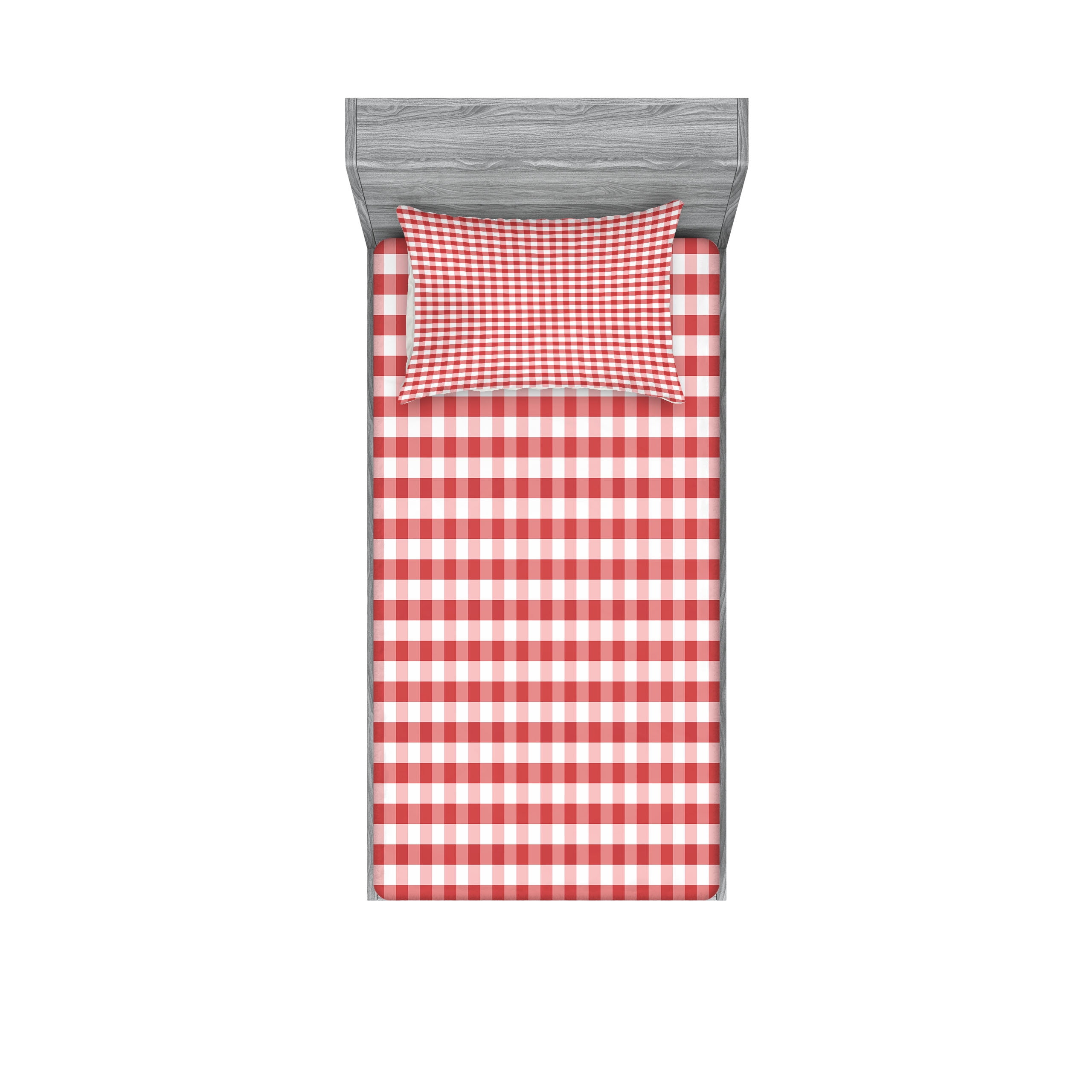 Twin XL Coral White Microfiber Checkered Bedding Set