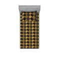 thumbnail image 1 of Checkered Fitted Sheet & Pillow Sham Set, Illusion Like 3D Bicolored Square Pattern Chess Inspired Vintage, Decorative Printed 2 Piece Bedding Decor, Twinxl, Charcoal Grey Pale Coffee, by Ambesonne, 1 of 2