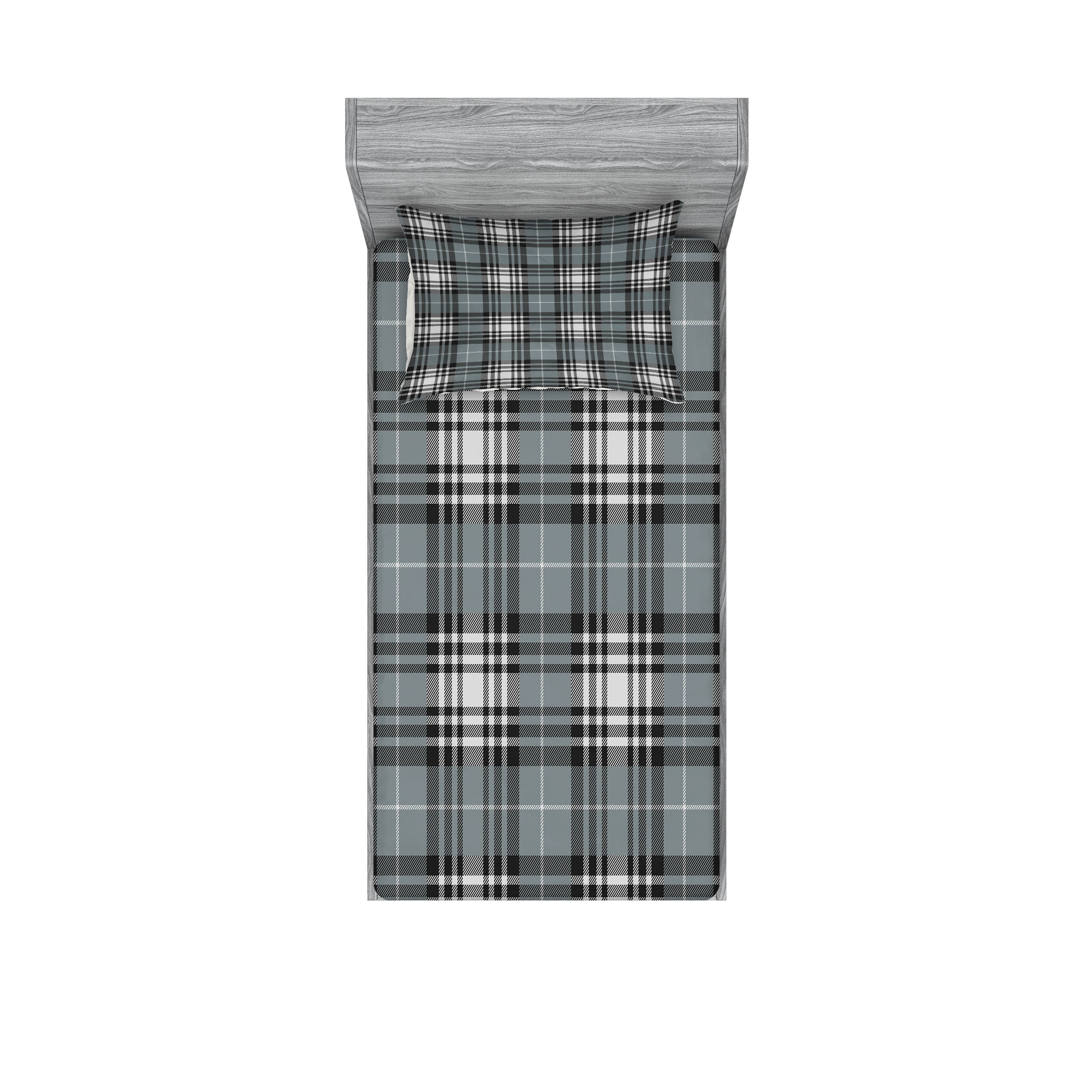 Checkered Fitted Sheet & Pillow Sham Set, Old Fashioned Plaid Tartan