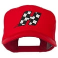 thumbnail image 1 of Checkered Flag Alphabet Embroidered Red High Profile Cap - H OSFM, 1 of 5