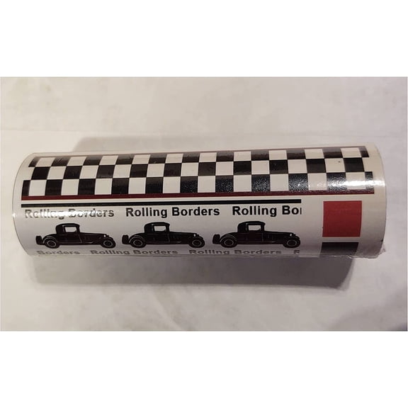 Checkered Flag Cars Wallpaper Border-4.5 Inch (Red Edge)