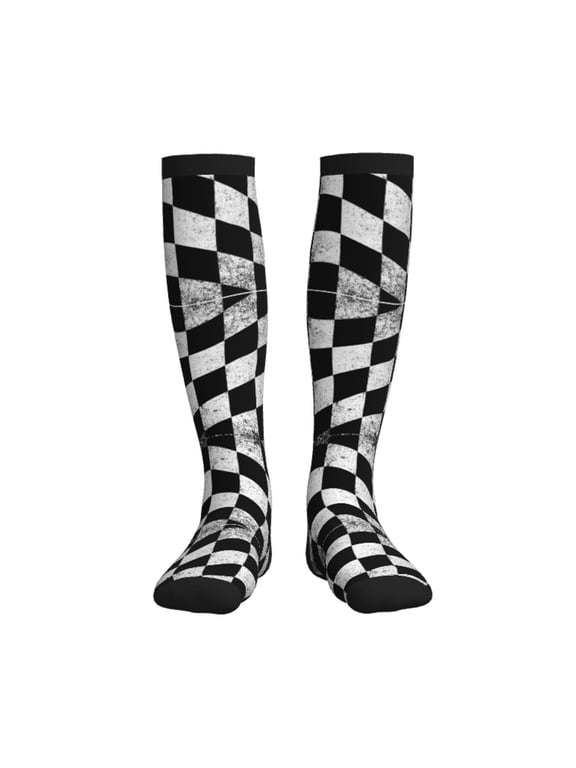 Checkered Flag Compression Socks Best Support for Women Men Athletic Running Cycling
