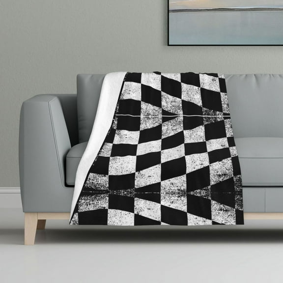 Checkered Flag Flannel Fleece Blanket All Season Flannel Throw For Sofa Bed Car Outdoor Home 32x48 Inch