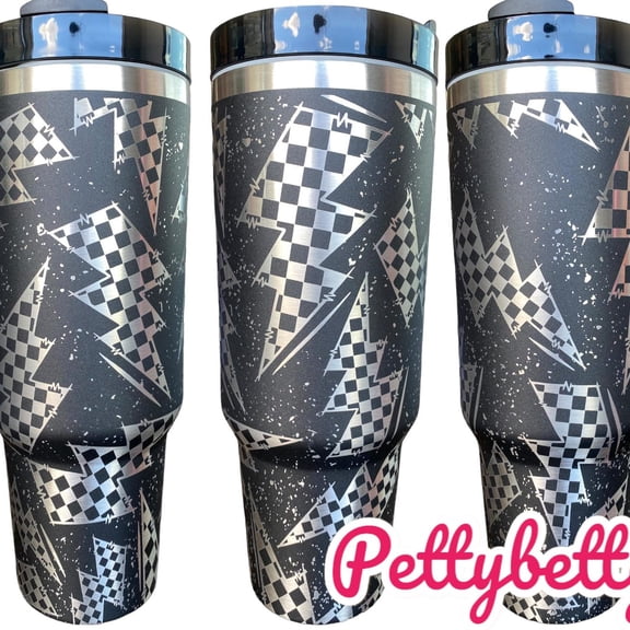 Checkered Flag Lightning Bolt Cup - Race Life Tumbler - Racing Cup - Personalized Race Tumbler Car Truck Checkered Flag Dirt Track Motocross