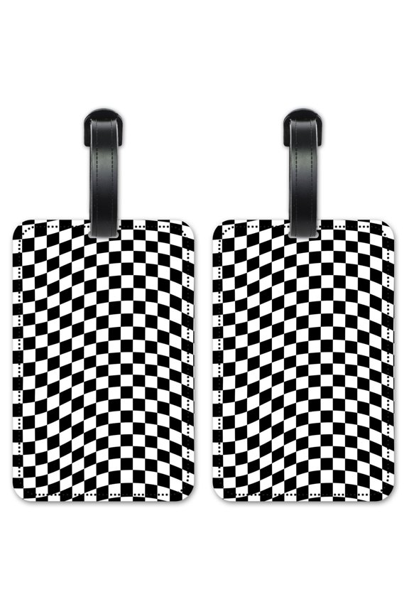 Checkered Flag - Luggage ID Tags / Suitcase Identification Cards - Set of 2