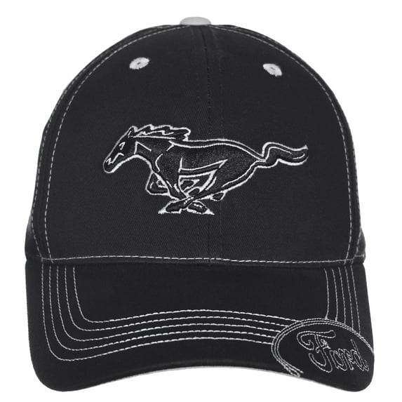 Checkered Flag Men's Ford Mustang Cap Adjustable Black Fabric Hat