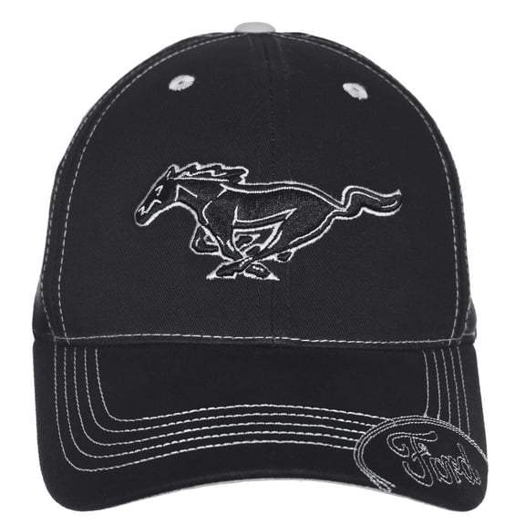 Checkered Flag Men's Ford Mustang Cap Adjustable Black Fabric Hat
