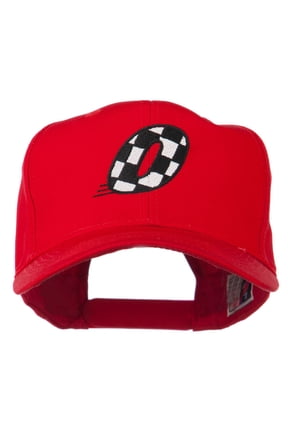Checkered Flag Numbers Embroidered Red High Profile Cap - 4736 OSFM