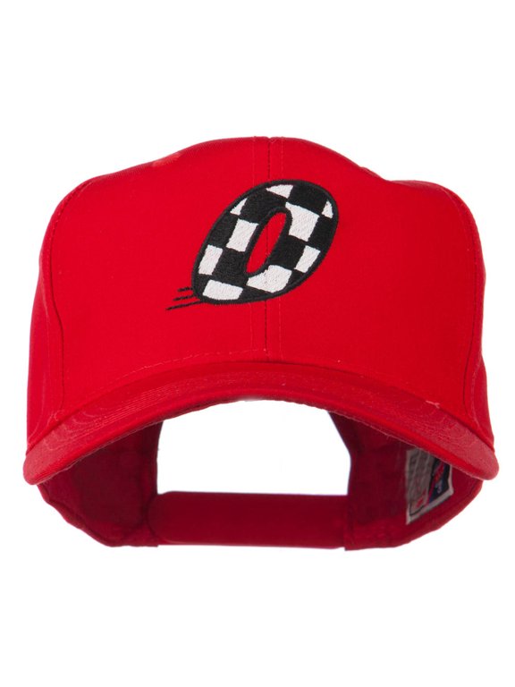 Checkered Flag Numbers Embroidered Red High Profile Cap - 4736 OSFM