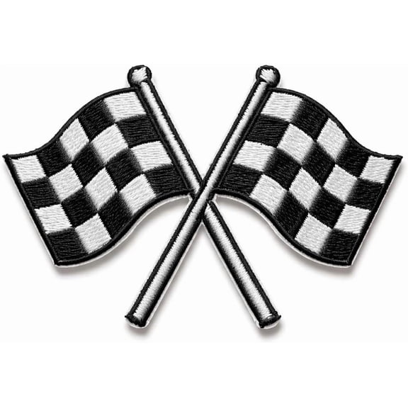 Checkered Flag Patch - Racing Patches for Jackets - Iron On or Sew On Embroidered Patch - Trucker Hat Patches for Backpacks, Vest, DIY Applique Accessories, Clothes, Cap