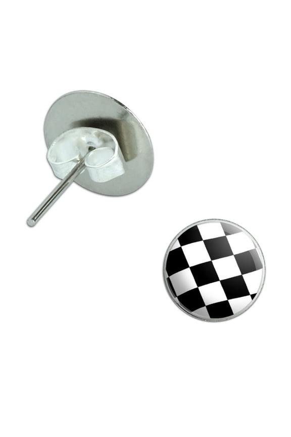 Checkered Flag Pierced Stud Earrings