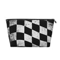 thumbnail image 1 of Checkered Flag Purse Organizer Handbags Totes Leather Zipper Printing Bag For Women Travel Toiletry Bag, 1 of 7