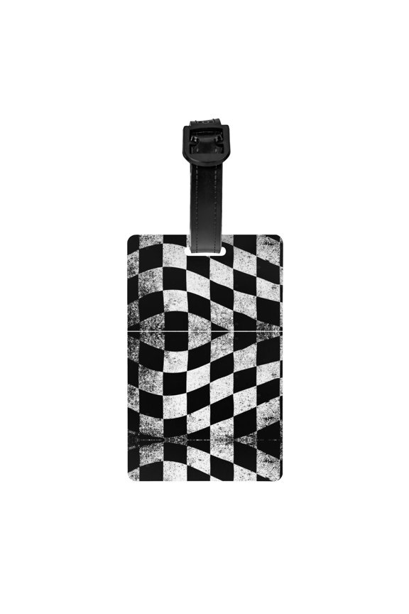 Checkered Flag Pvc Luggage Tag With Name Id Labelfor Women Men