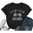 thumbnail image 1 of Checkered Flag Racing Quote Women Short Sleeve Vintage Graphic T-Shirt, 1 of 6