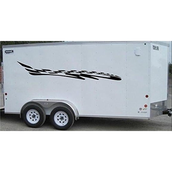 Checkered Flag Racing Trailer Decals Stickers Murals Set Auto Car Truck