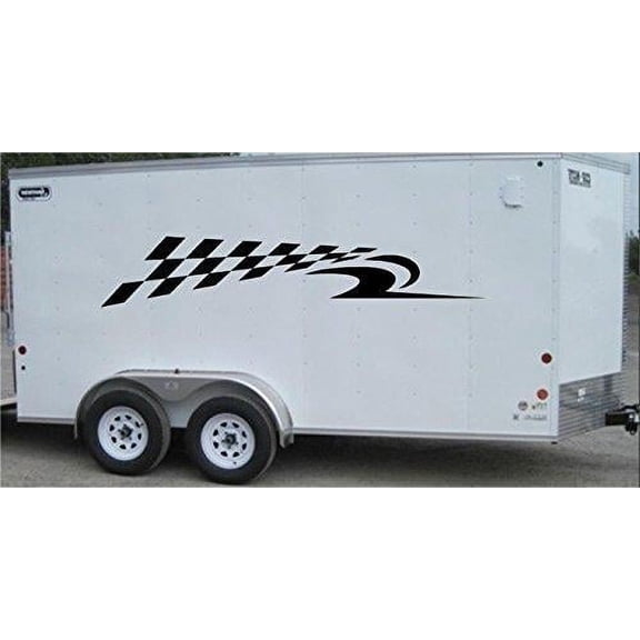 Checkered Flag Racing Trailer Decals Stickers Murals Set Auto Car Truck