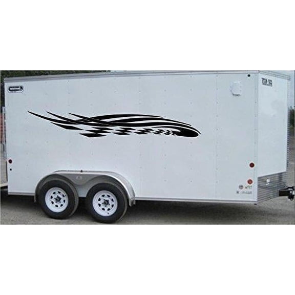 Checkered Flag Racing Trailer Decals Stickers Murals Set Auto Car Truck