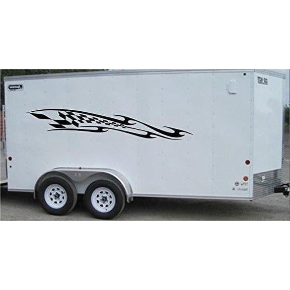 Checkered Flag Racing Trailer Decals Stickers Murals Set Auto Car Truck