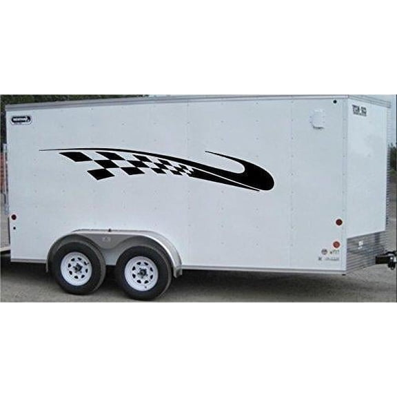 Checkered Flag Racing Trailer Decals Stickers Murals Set Auto Car Truck