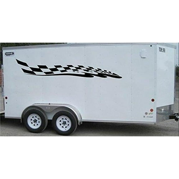 Checkered Flag Racing Trailer Decals Stickers Murals Set Auto Car Truck