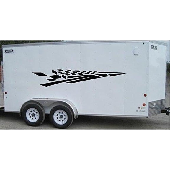 Checkered Flag Racing Trailer Decals Stickers Murals Set Auto Car Truck