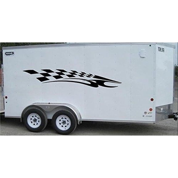Checkered Flag Racing Trailer Decals Stickers Murals Set Auto Car Truck