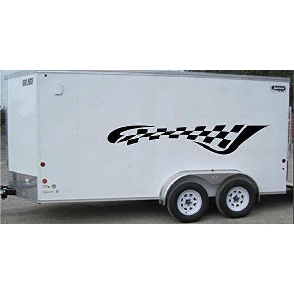 Checkered Flag Racing Trailer Decals Stickers Murals Set Auto Car Truck