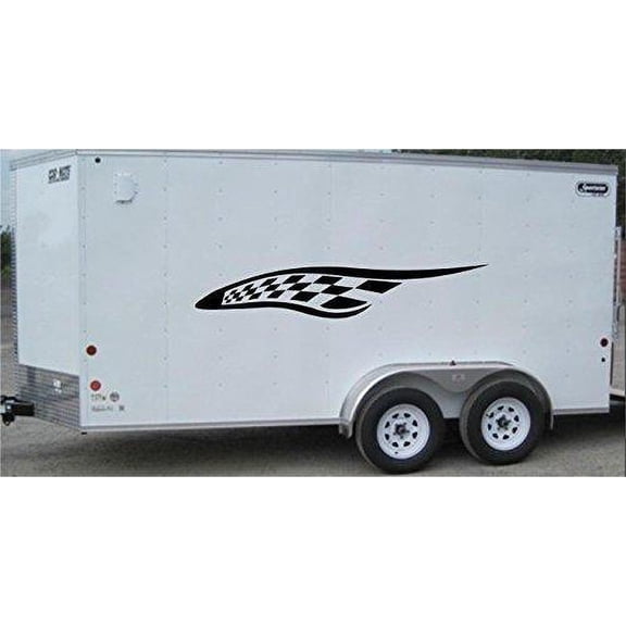 Checkered Flag Racing Trailer Decals Stickers Murals Set Auto Car Truck
