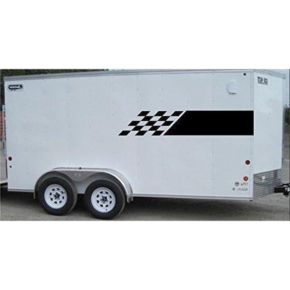 Checkered Flag Racing Trailer Decals Stickers Murals Set Auto Car Truck