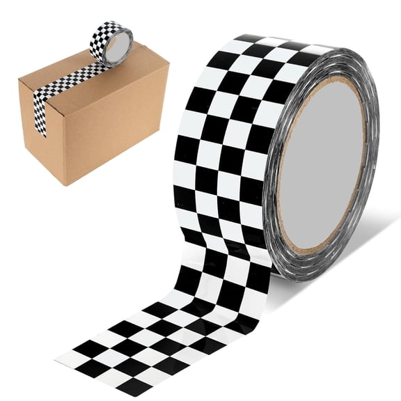 Checkered Flag Tape Checkered Tape Race Car Tape Printed Tape, NOGIS 1.77 inches 328ft DIY Crafts Buffalo Tape Single Roll for Scrapbooking DIY Crafts Box Decoration