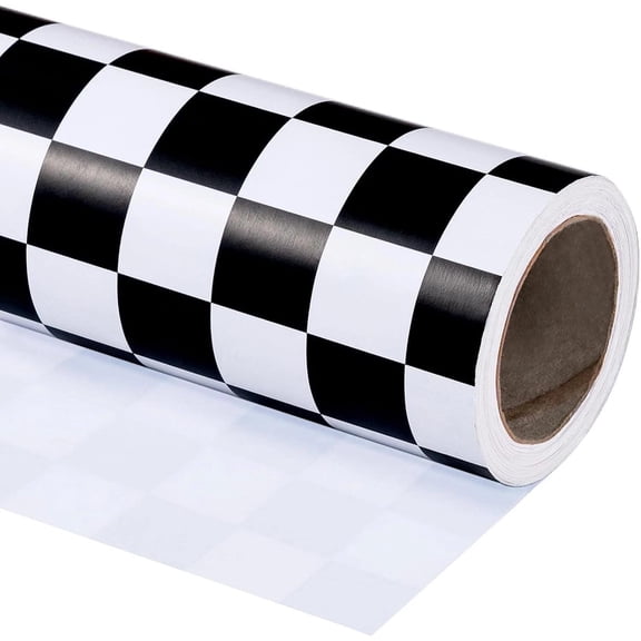Checkered Flag Wrapping Paper Roll - 17 Inch x 16.5 Feet - Race Car Wrapping