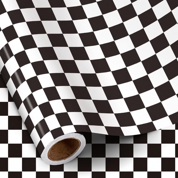 Checkered Flag Wrapping Paper Roll, Checkered Flag Wrap, Grid Wrapping Paper for Racing Party, Birthday Party, Mini Roll, 17 Inches x 16.4